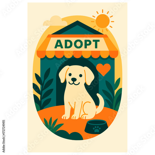Adopt a Pet — Animal Shelter Dog Waiting for a Loving Home (Vector)