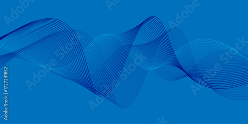 Abstract blue wave vector background illustration with flowing curve lines and light gradient. Vector colorful wave lines pattern on wave line dynamic wave of many lines on white background with space
