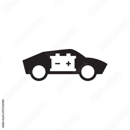 Electric Vehicle Car Internal Battery Polarity Solid Icon
