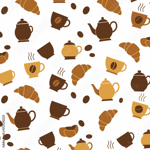 Seamless cafe and coffee pattern