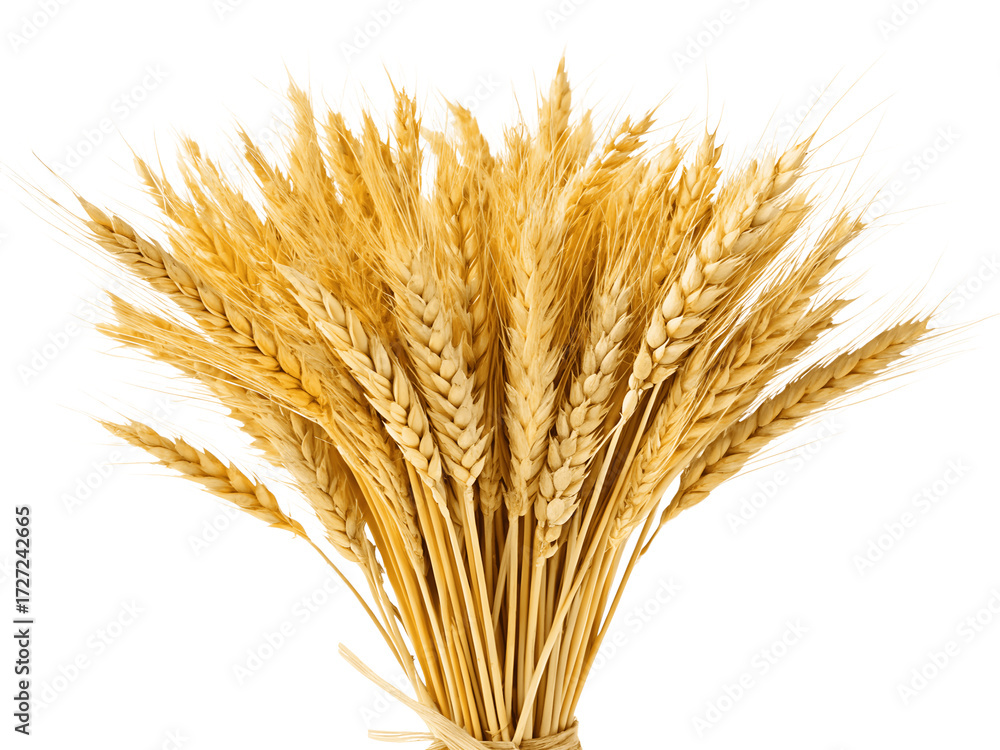 Fototapeta premium A bundle of wheat stalks isolated on transparent background
