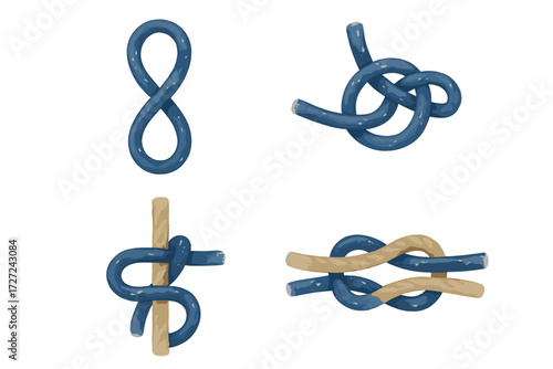 Comprehensive collection of essential rope knots and nautical ties for various practical applications and outdoor activities