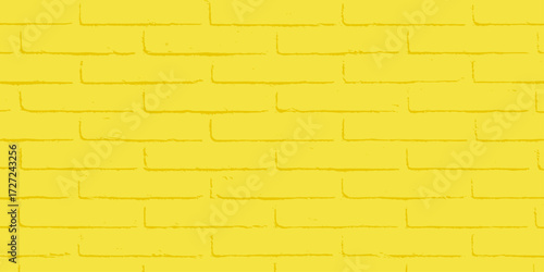 A solid yellow and white brick wall provides a striking texture and pattern for architecture backgrounds. brick wall texture. white brick wall background in rural room. tile, cement, bricks, brickwork