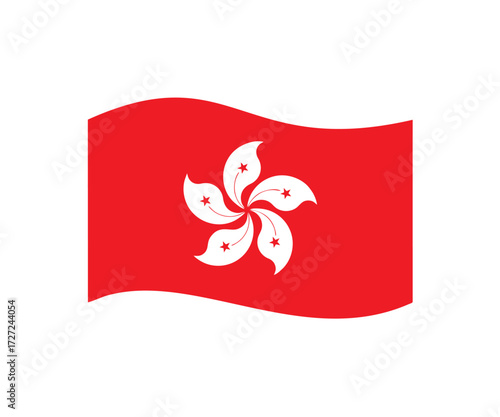 Waving flag of Hong Kong. Official flag of Hong Kong vector design and illustration.