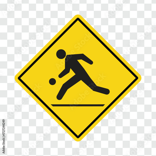 Playground ahead warning road sign transparent