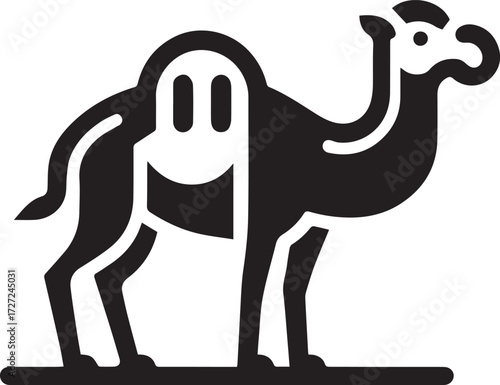 Camel in Black & White | Minimalist Desert Silhouette Vector