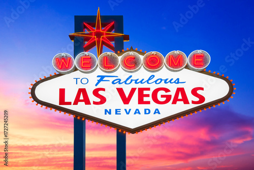 Welcome to Fabulous Las Vegas Sign at Sunset