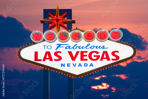 Welcome to Fabulous Las Vegas Sign at Sunset