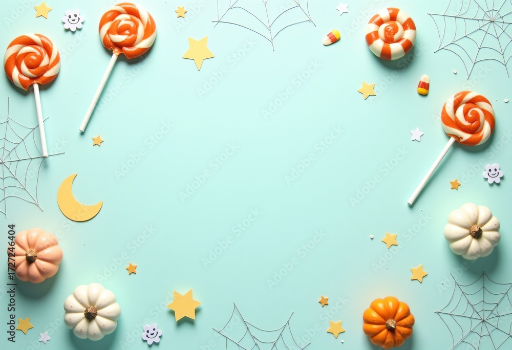 Fototapeta premium Holiday cookies shaped like pumpkins and happy ghosts