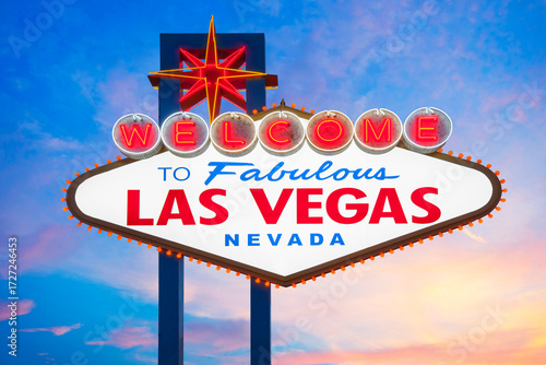 Welcome to Fabulous Las Vegas Sign at Sunset