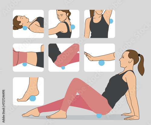 Fitness and Recovery Series - Woman Using Massage Ball for Self-Myofascial Release