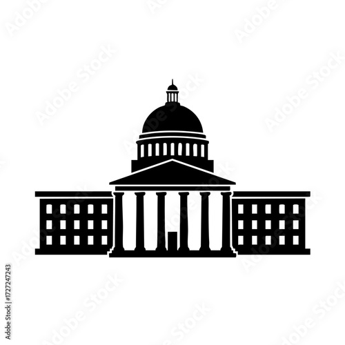 Striking Silhouette of a Grand Dome Building, Evoking a Sense of Authority and Civic Importance