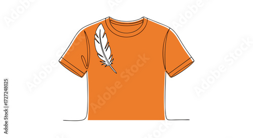 A minimalist single line art illustration for the national day for truth and reconciliation with an orange shirt and feather vector design