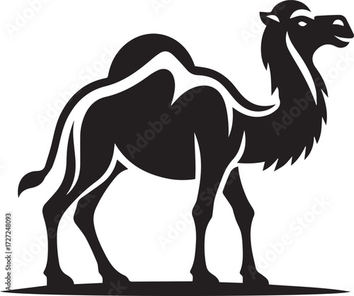 Camel in Black & White | Minimalist Desert Silhouette Vector