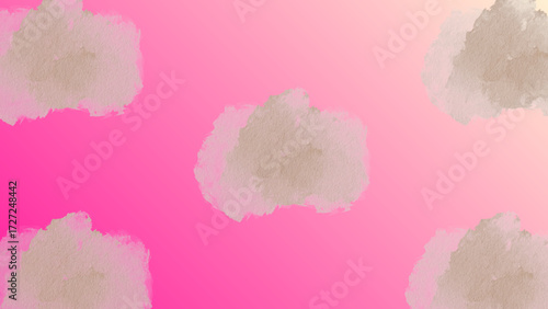 Pink gradient with fluffy clouds illustration for dreamy backgrounds and pastel color themed designs images use cases