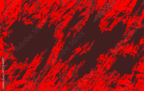 Abstract red and black grunge background created with bold brush strokes and artistic textures. This creative messy paint splash design is ideal for modern digital artwork, poster backgrounds.