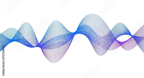 Abstract design of interwoven, wavy lines in shades of blue and purple.