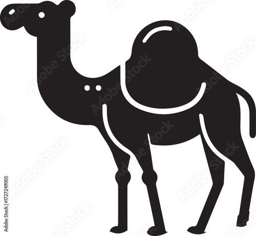 Camel in Black & White | Minimalist Desert Silhouette Vector