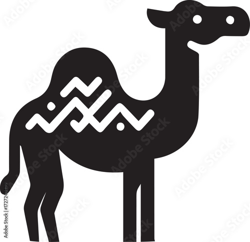 Camel in Black & White | Minimalist Desert Silhouette Vector