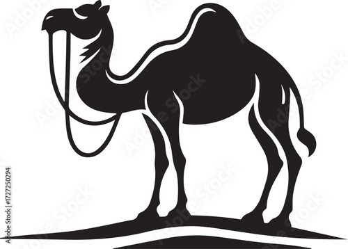 Camel in Black & White | Minimalist Desert Silhouette Vector