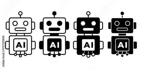AI in robotics vector icon. Represents smart automation, robotic assistants, and intelligent machines