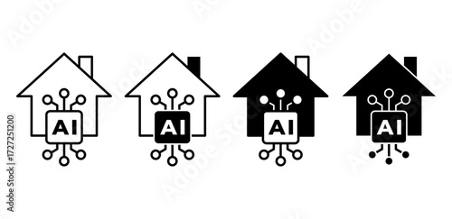 AI in smart home vector icon. Represents automation, energy management, and intelligent household systems.