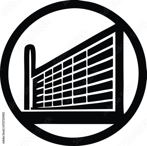 Symbol of a fence or barrier within a circle representing prohibition or restricted access a clean graphic design