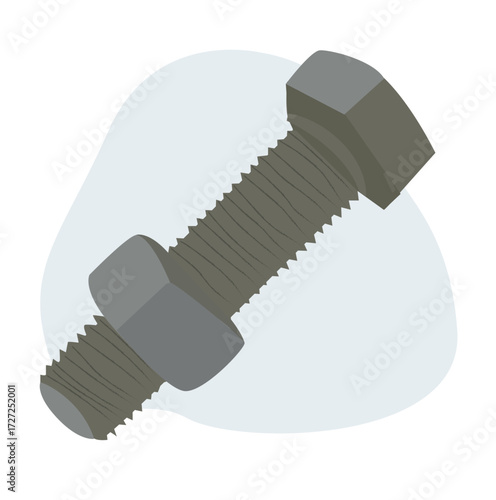 nut bolt illustration. Stainless steel bolt and nut