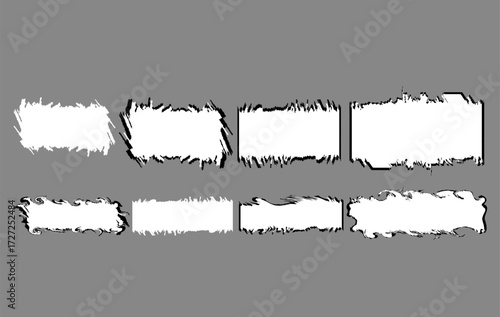High quality pack of vintage grunge border frames with rough, distressed, and curled edges. Ideal for creative graphic design projects, posters, photo overlays, invitations, album covers.