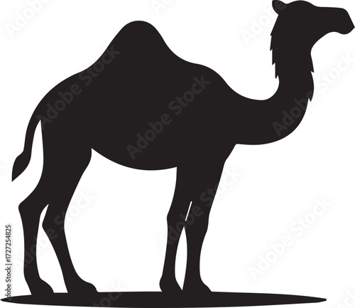 Camel in Black & White | Minimalist Desert Silhouette Vector