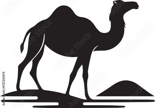 Camel in Black & White | Minimalist Desert Silhouette Vector