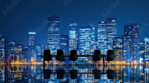 Night cityscape view from conference room
