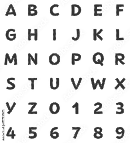 アップリケ風アルファベット＋数字セット