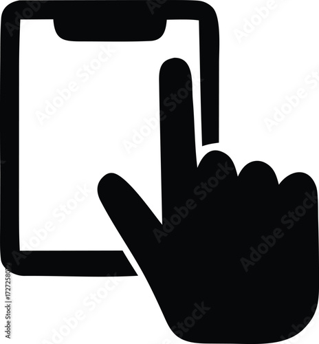 Hand touching screen icon symbol for interaction user interface technology digital device input action touchscreen gesture