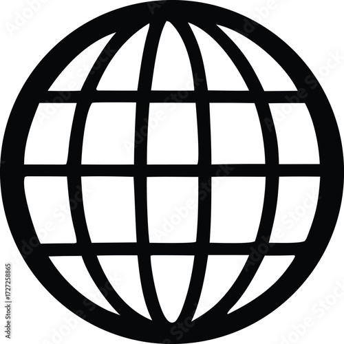 Simple globe icon representing world connectivity and global information access digital symbol of the internet and communication networks