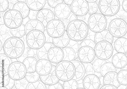 Seamless Pattern of White Lemon Slices.