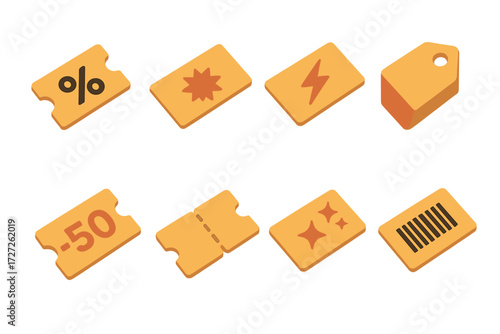 Shopping and discount silhouette icon set. featuring percent, sale, lightning, price, coupon, barcode.