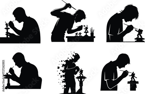 Miniature, painting, hobby, silhouette, gamer, tabletop, model, crafting, art, creativity, focus,