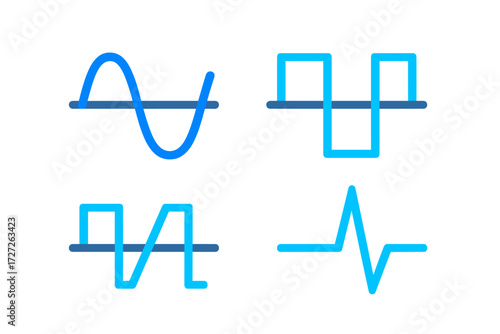 Visual representation of different waveforms commonly used in electronics and signal processing activities