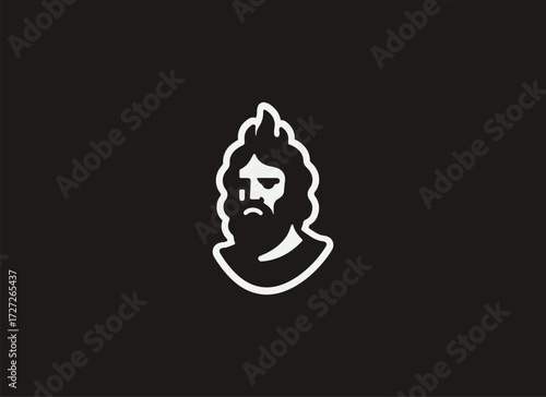 Hades Logo and Illustration, Greek God Logo Design, Minimal Hades Vector, Ancient Greek Mythology Logo, Underworld God Illustration, Elegant Mythological Branding, Modern Hades Minimal Design