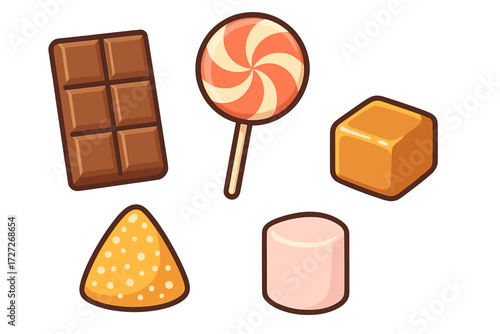 Colorful candy collection showcasing a variety of sweet treats including chocolate, lollipops, and marshmallows