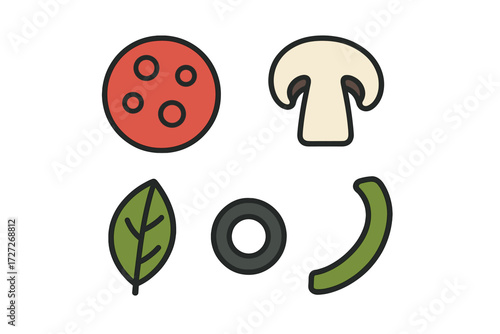 Colorful illustrations of fresh vegetables and herbs in a simple design