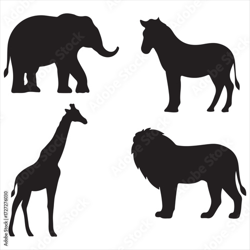Vector art of collection of african animal silhouettes