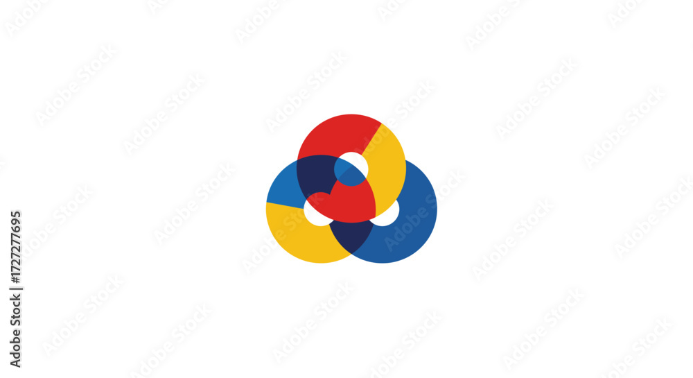Obraz premium Vibrant abstract interconnected circles represent synergy, collaboration, and dynamic teamwork in modern business concepts