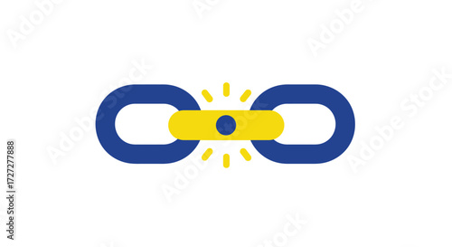 Dynamic broken chain link symbolizing connection failure, disruption, or a weak point in a system, perfect for tech and business concepts.