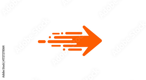 Dynamic orange arrow streaks forward, symbolizing rapid progress, speed, and forward momentum for business growth and innovative solutions.