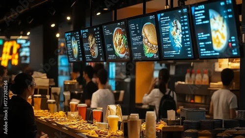 selective focus fast food restaurant offering combo meals