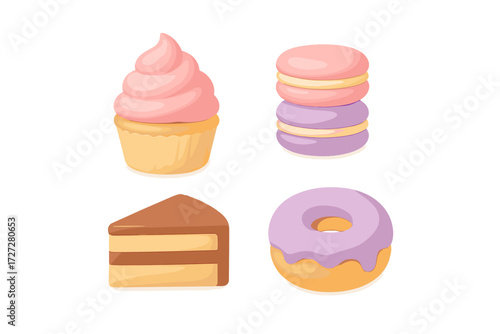 Colorful desserts displayed together, tempting sweet lovers with a variety of treats