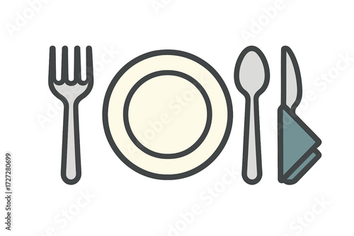 Table setting with fork, knife, spoon, plate, and napkin ready for a meal at home