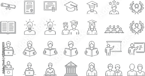 Education and learning icons set vector illustration for graphic design use